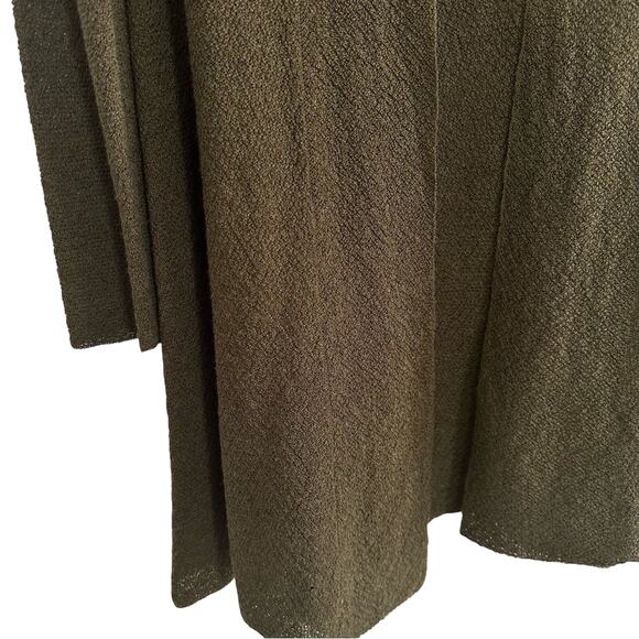 Eileen Fisher Green Open Front Drape Cardigan - Olive Green - Size S - Picture 5 of 6